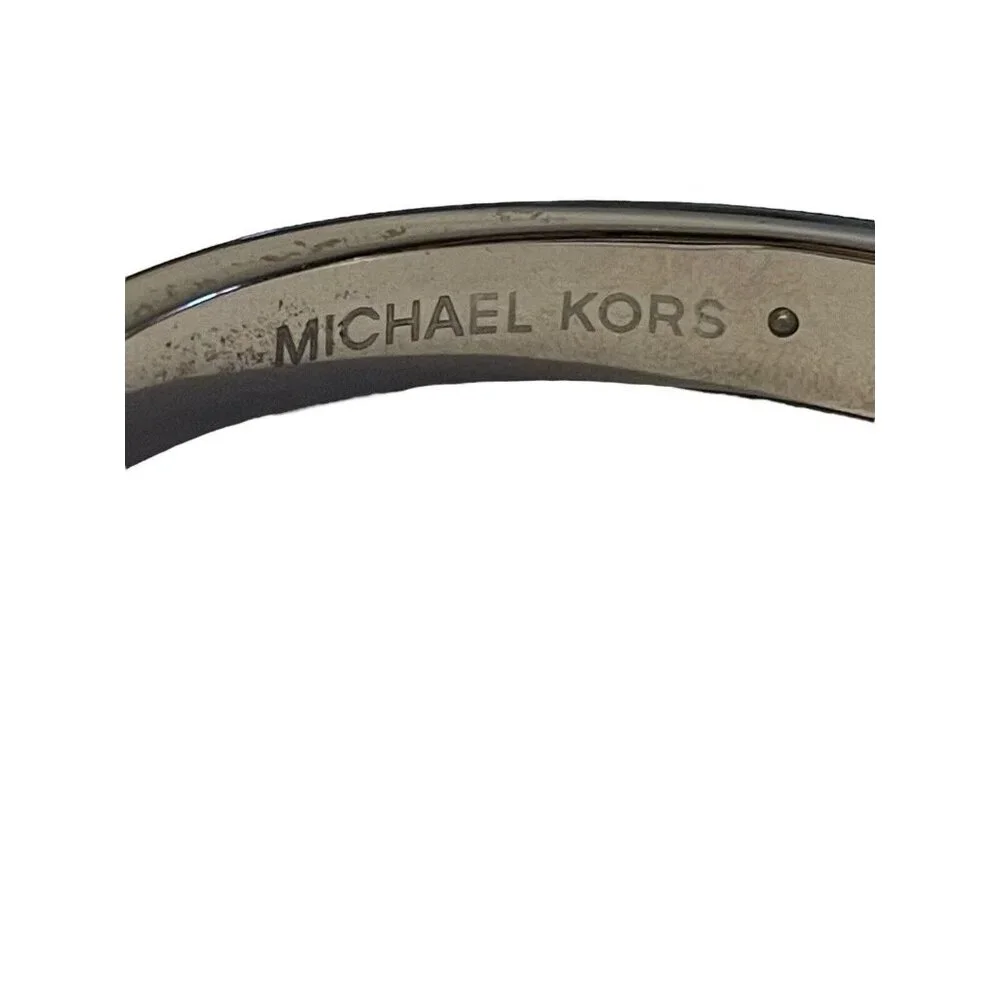 Michael Kors‎ Open Silver Plated Matchstick Hinge Bangle Bracelet Rhinestone